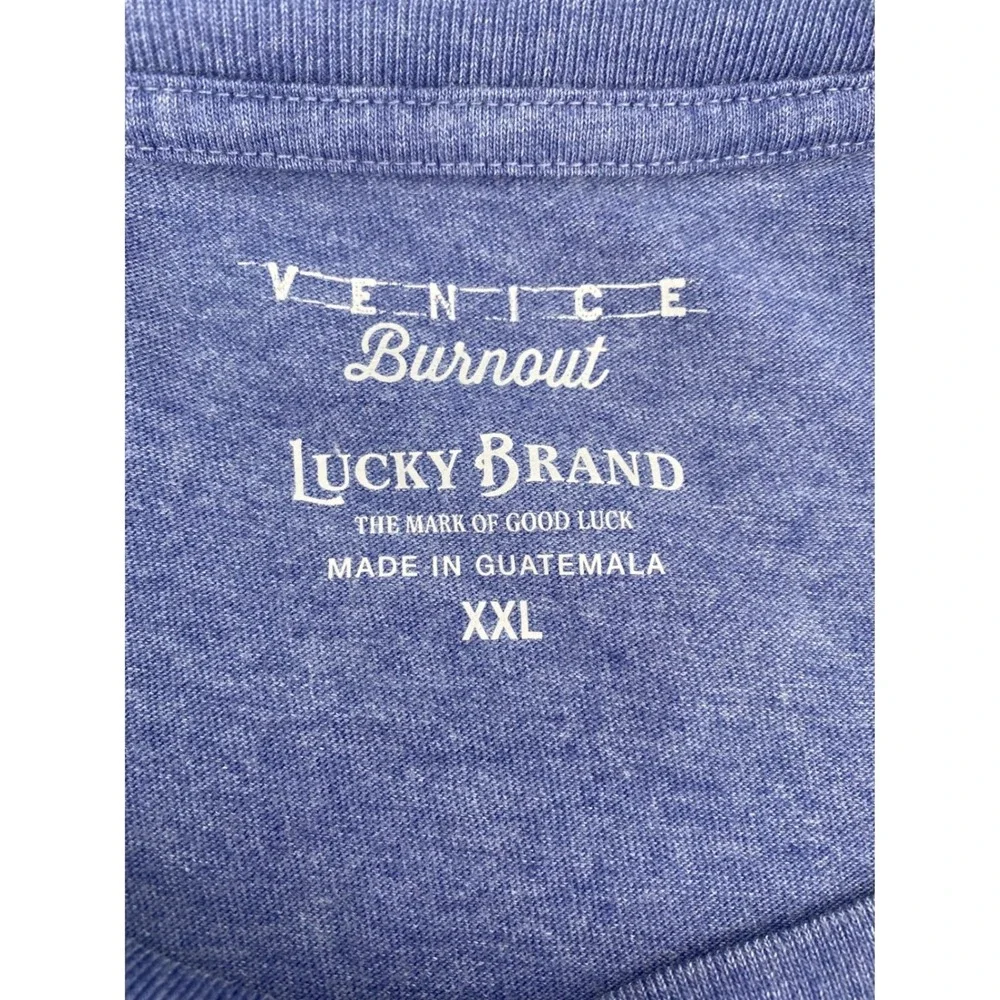 Lucky Brand T-Shirt Mens XXL Blue Excellent Venice Burnout California Wild Life